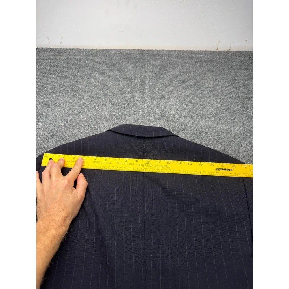 Unbranded Mens Suit 42R 38x31 Navy Pinstripe 3 Button Pleated Trousers Career